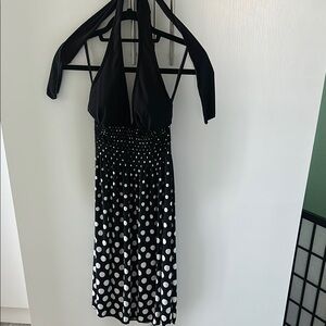 Black and White Polka Dot Halter Dress